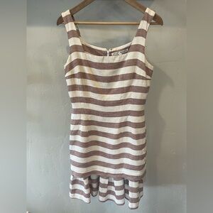 Geary Roark Striped 100% Linen Tank Dress in Ivory & Brick SZ8